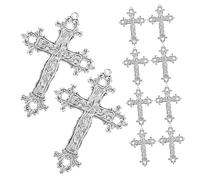 BESPORTBLE 10pcs Alloy Cross Pendant Charms Jewelry Making Set Long Metal Diy Fashion Pendant for Sweater Chain Necklace Antique Silver