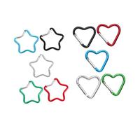BESPORTBLE 10pcs Aluminum Heart Star Carabiner Keychain Clips Lightweight Mini Locking Snap Hooks for Bag Backpack DIY Jewelry Festival Decor