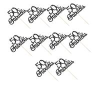BESPORTBLE 10pcs Black Fabulous Cake Toppers for Birthday Wedding Anniversary Decorations Creative Multipurpose Dessert Picks for Cakes Cupcakes Ice Cream and Party Celebrations