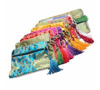 BESPORTBLE 10pcs Chinese Style Brocade Jewelry Storage Bags with Drawstring, Buddha Beads Pouches for Travel and Accessory Organization, Mixed Colors Jade and Random Color Random Style