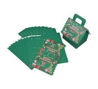 BESPORTBLE 10Pcs Christmas House Candy Boxes Green Cardboard Cookie Boxes with Dividers Food Packaging for Holiday Party Favors and Keepsake Wrapping
