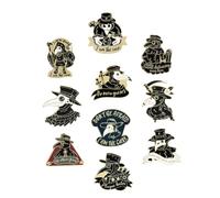 BESPORTBLE 10PCS Crow Plague Doctor Enamel Pin Set Gold and Silver Mixed Colour Brooches Alloy Breastpin for Clothing Parties Easy to Attach(Random styles)