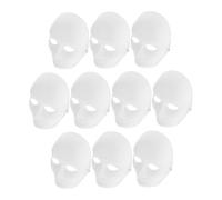 BESPORTBLE 10pcs DIY Blank White Paper Pulp Masks for Halloween Full Face Male Ghost Costume Hip Hop Dance Party Scary Cosplay Masquerade with Elastic Strap Eco Friendly and Breathable