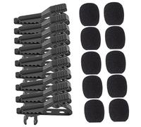 BESPORTBLE 10PCS Durable Iron Lapel Lavalier Clips with Black Covers Mini Microphone Tie Clip Set for Voice Chat Video Conferencing Recording Lectures Meetings
