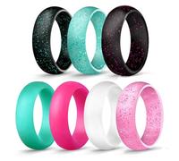 BESPORTBLE 10pcs Glittering Silicone Rings for Sports Stackable Comfortable Rubber Bands Durable Medical Grade Material for Gym Yoga Hiking Traveling