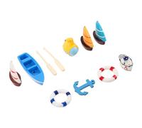 BESPORTBLE 10pcs Miniature Beach Figurines Tiny Resin Sailboat Lifebuoy Decorations Ocean Mediterranean Themed Cake Toppers for Summer Party