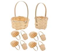 BESPORTBLE 10pcs Miniature Woven Baskets Round Egg Shaped Rattan Candy Baskets for Dollhouse Decor Small Item Storage Elegant White Wicker Picnic for Wedding Party Favors