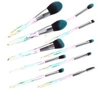 BESPORTBLE 10pcs Professional Face Powder Brush Set with Soft Fiber Bristles Transparent Diamond Handles Angled and Flat Head Makeup Brushes for Precise Cosmetics Application Suitable