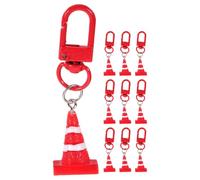 BESPORTBLE 10Pcs Red Resin Traffic Cone Keychain Set, Road Block Charm Bag Decor, DIY Key Ornament Party Favor Accessories for and Event Fillers