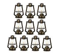 BESPORTBLE 10Pcs Retro Mini Kerosene Lamp Ornaments with Handles Vintage Bronze Xmas Tree Decorations Kerosen Light Adornments for Festive Home and Office Party Use