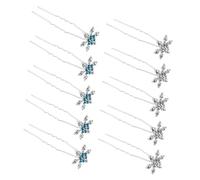 BESPORTBLE 10pcs Rhinestone Snowflake Hair Fork Pins U Shaped Hair Clips for Women Wedding Bridal Headpieces Blue Silver Two Tone Decorative Hairpins