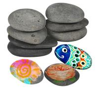BESPORTBLE 10pcs Smooth Painted Rocks for Drawing and DIY Craft Stones Polished Black Art Stones for Creative Painting and Decorative Garden Display
