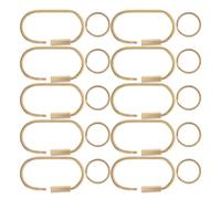 BESPORTBLE 10Pcs Solid Brass U-Shaped Keychain Rings with Twist Lock Keyring Hoops and Flat 25Mm Diameter Key Holder Clips, Heavy Duty Keychain Hardware for House and Car Keys, Purse