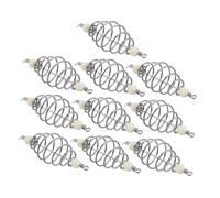 BESPORTBLE 10pcs Stainless Steel Fishing Bait Cage Holder Coarse Feeder Basket with Spring Mechanism for Carp Fishing Freshwater Saltwater