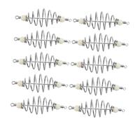 BESPORTBLE 10pcs Stainless Steel Fishing Feeder Basket Holder Durable Spring Bait Cage for Carp and Coarse Lures Portable Fishing Accessory for Saltwater and Freshwater