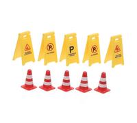 BESPORTBLE 10pcs Traffic Road Signs and Cones for Abs Construction Scene Bright Color Educational Pretend Play for Early Learning and Traffic Safety Awareness