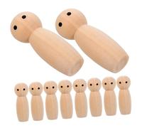 BESPORTBLE 10pcs Unfinished Wooden Peg Dolls DIY Painted Craft Peg People for Fine Motor Skills Development Home Decoration
