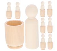 BESPORTBLE 10Sets Unfinished Wood Peg Dolls with Mini Cups DIY Unpainted Wooden Dolls for Creative Play and Artistic Development Safe Wood Materials