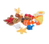 BESPORTBLE 11pcs Miniature Beach Accessories Set with Resin Ocean Animals for Dollhouse Garden Decoration, Micro Landscape and Fish Tank Summer Theme Craft