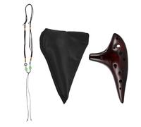 BESPORTBLE 12-hole Alto C Ocarina Ceramic Flute with Straw-smoked Red Brown Finish, Portable Beginner Student Ocarina for Boys and Girls and Adults