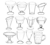 BESPORTBLE 12 Pcs Transparent Mini Dollhouse Cups Tiny Dessert and Cups for Creative Play Dollhouse Decoration Parent Interaction Accessory
