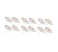 BESPORTBLE 12 pcs White Paper Parasol Umbrellas Diameter DIY Wedding Decoration Chinese Japanese Style Random Handle for Dance Craft Party