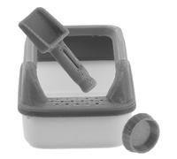 BESPORTBLE 12 Scale Miniature Cat Litter Box Set Scoop, Deep Grey Dollhouse Pet Accessories for Dollhouse Cleaning and Home Décor