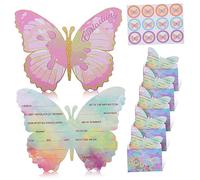 BESPORTBLE 12 Sets German Butterfly Birthday Party Invitation Cards with Envelopes and Stickers Unique Smooth Writing Cardstock for Birthdays Bridal Showers Graduations