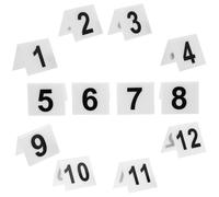 BESPORTBLE 12pcs Acrylic Detective Party Table Number Signs Black on White 1-12 Evidence Markers for Werewolf Game Scene and Crime Theme Table Tent Cards