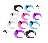 BESPORTBLE 12pcs Acrylic Septum Stretching Kit Pincher Tapers, U-shaped Ear Gauges and Nose Rings Set, 2mm 3mm Mixed Sizes, for Men and Women Body Piercing Jewelry