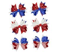 BESPORTBLE 12pcs Assorted Color Bowknot Hair Clips for Independence Day Star Flag Pattern Hairpins for National Flag Day and Daily Wear and Stylish Hair Accessories
