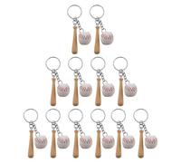 BESPORTBLE 12Pcs Baseball Keychains with Wooden Bat Sports Themed Key Rings Baseball Party Favors Decorative Keyring Set for Event Supplies