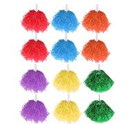 BESPORTBLE 12pcs Cheerleaders Glitter Pom Poms with Handle 50g, Multi-color Sports Game Cheer Accessories for Dance, Cheerleading Squad, Party and Team Support