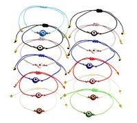 BESPORTBLE 12Pcs Colorful Evil Eye Bracelets Adjustable Wrist Rope Women Minimalist Design for Daily Wear and Special Occasions