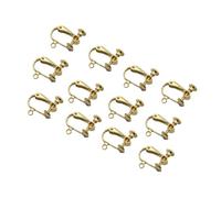 BESPORTBLE 12pcs Golden Earring Components Non-pierced Ears Jewelry with Flattop Hole Lightweight for Women Daily Wear Party Work Travel