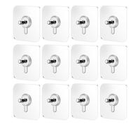 BESPORTBLE 12pcs No-Drilling Adhesive Hanging Nail Hooks with 6x6cm Sticker and 1.6cm Screw Rod, Strong Self-Adhesive Non-Trace Wall Hooks for Kitchen and Bathroom Storage