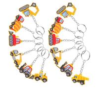 BESPORTBLE 12pcs PVC Construction Party Keychains Cute Bulldozer Cement Truck Excavator for Birthday Party Supplies for Showers