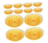 BESPORTBLE 12pcs Round Woven Imitation Rattan Fruit Basket Breathable Bread and Snack Storage Tray Decorative Desktop Organizer for Kitchen Dining Centerpiece and Home Display