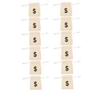 BESPORTBLE 12Pcs Small Cotton Linen Drawstring Money Pouch Bags with Sign Print 12X16Cm Party Favor Treat Bags for Event Supplies