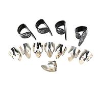 BESPORTBLE 12pcs Stainless Steel Finger Picks Set for Guitar Including 8 Index Finger Picks and 4 Celluloid Thumb Practical Guitar Aid Accessories for Practice and Performance