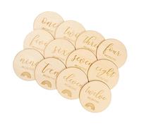 BESPORTBLE 12PCS Wooden Milestone Cards Premium Safe Photography Props for Newborns Record Growth Moments Natural Material Keepsake Discs for Memorable Photo Shoots