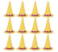 BESPORTBLE 12pcs Yellow Mini Felt Witch Hat Bottle Stopper Lightweight Compact Halloween Themed Wine Bottle Decor and Tiny Craft Hat for Halloween Indoor Decoration