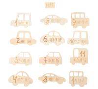 BESPORTBLE 13pcs Wooden Milestone Discs Growth Photo Props Monthly Commemorative Cards for Newborns with Fine Wood Grain Design