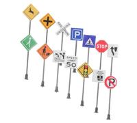 BESPORTBLE 14pcs Miniature Traffic Indicator Model for Sand Table Roadblock Signs Compact Simulation Ornaments for DIY Building Scene Decoration