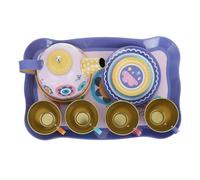 BESPORTBLE 14pcs Pretend Play Tin Teapot Set with Cups and Saucer, Enchanted Garden Simulation Tea Party for Boys and Afternoon Tea Role Play