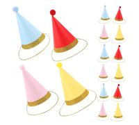 BESPORTBLE 16pcs Pet Birthday Hats for Small Dogs and Cats Colorful Mini Party Cone Hats with Pom Poms Soft Felt and Paper Material Comfortable and Reusable for Pet Birthday Celebrations and