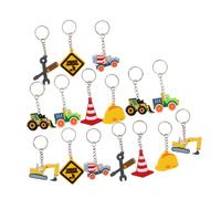 BESPORTBLE 16PCS PVC Construction Keychain for Engineering Vehicle Pendants with Tractor Excavator Bulldozer Designs Birthday Party Favors Classroom Prize Rewards Backpack Decorations