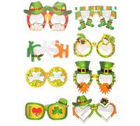 BESPORTBLE 16pcs St Patrick's Day Paper Glasses Props Fun Eyewear for Festival Photo Opportunities Easy to Fold Store for Celebrating Shamrock Theme Parties