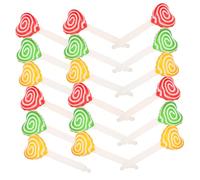 BESPORTBLE 18pcs Heart-shaped Transparent Candy Inflatable Balloons Portable PE Balloon Sticks in Yellow Red Green for Birthday Holiday Party Decorations and Festive Events