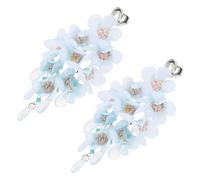 BESPORTBLE 1Pair Flower Dangle Earrings for Women Cute Heart Shaped Glass Tassel Holiday Statement Jewelry Lightweight Summer Accessory for Beach and Celebrations